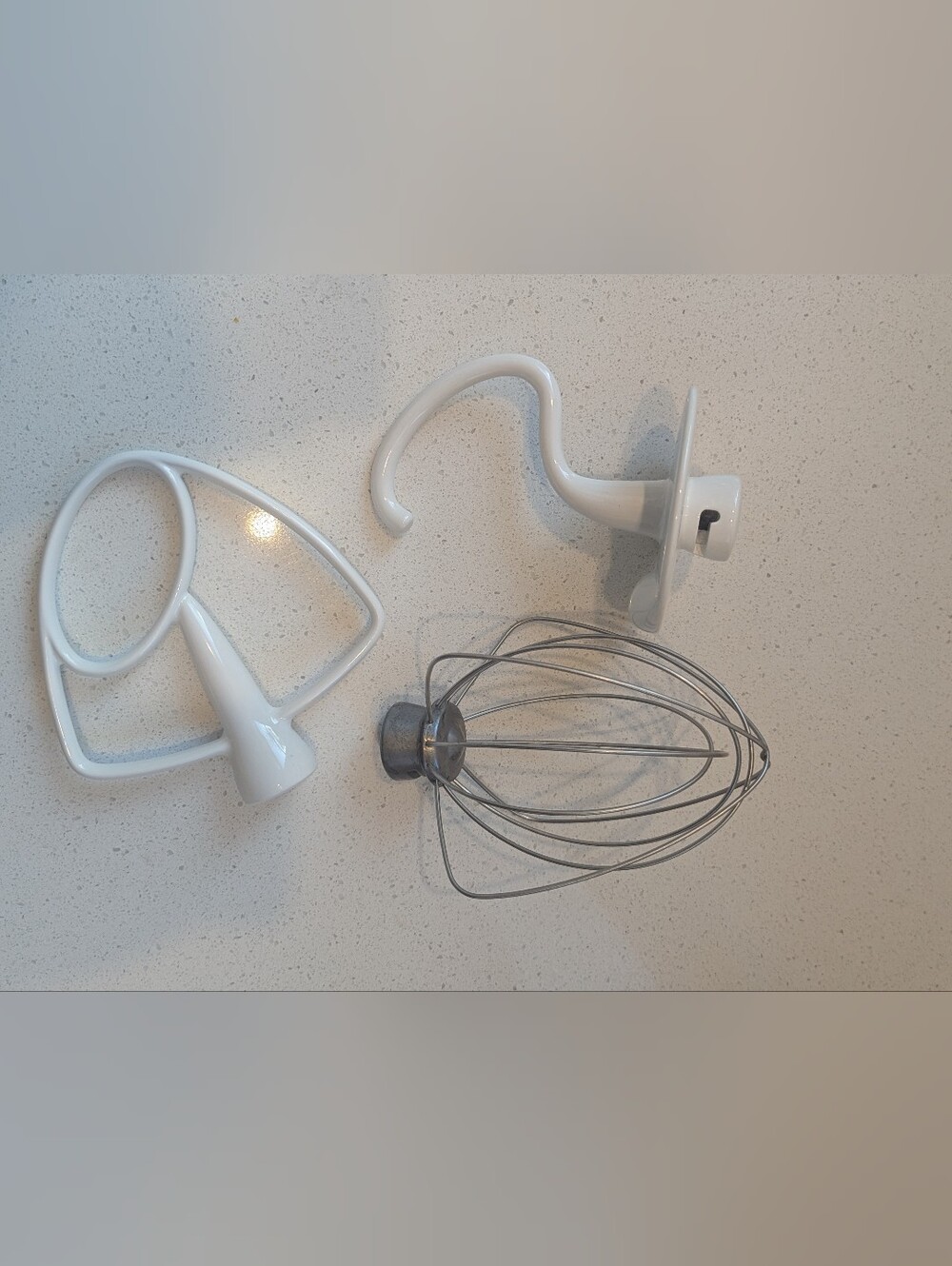 White Stand Mixer Attachment Set — Whisk, Dough Hook & Flat Beater